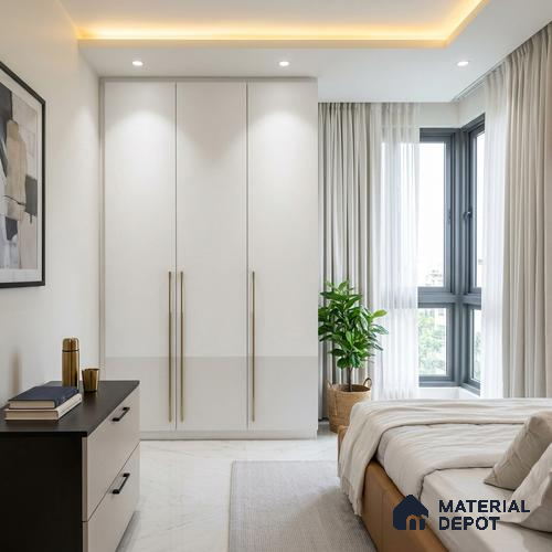 LM 01502 Nickel Bright White 8 ft x 4 ft Suede Finish Decorative Laminate - 1 mm  | Suitable for Living Room, Kitchen, Office