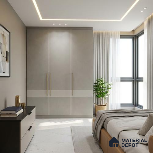 LM 01503 Dust 8 ft x 4 ft Suede Finish Decorative Laminate - 1 mm | Suitable for Living Room, Kitchen, Office
