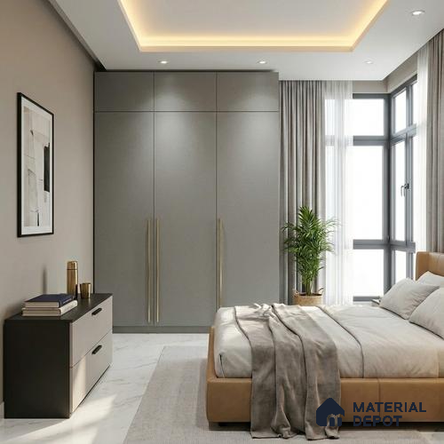 LM 01505 Castleton Grey 8 ft x 4 ft Suede Finish Decorative Laminate - 1 mm  | Suitable for Living Room, Kitchen, Office