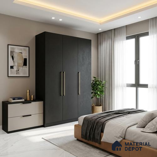 LM 01507 Jet Black 8 ft x 4 ft Suede Finish Decorative Laminate - 1 mm | Suitable for Living Room, Kitchen, Office
