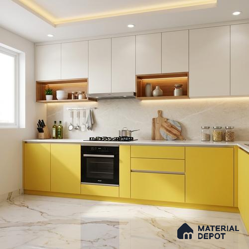 LM 01514 Lime Yellow 8 ft x 4 ft Suede Finish Decorative Laminate - 1 mm  | Suitable for Living Room, Kitchen, Office