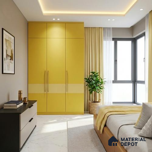 LM 01514 Lime Yellow 8 ft x 4 ft Suede Finish Decorative Laminate - 1 mm  | Suitable for Living Room, Kitchen, Office