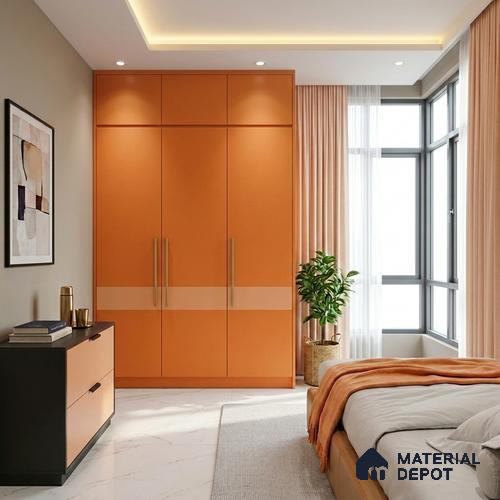 LM 01515 Pumpkin Orange 8 ft x 4 ft Suede Finish Decorative Laminate - 1 mm  | Suitable for Living Room, Kitchen, Office