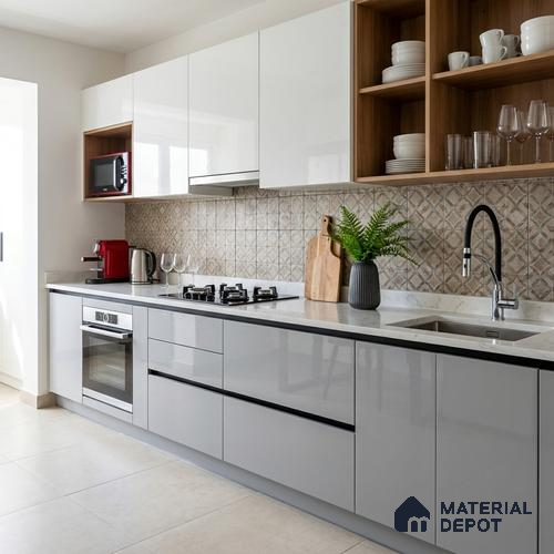LM 01517 Designer White 8 ft x 4 ft High Gloss Finish Decorative Laminate - 1 mm | Suitable for Living Room, Kitchen, Office