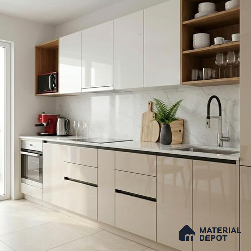 LM 01518 Frosty White 8 ft x 4 ft High Gloss Finish Decorative Laminate - 1 mm  | Suitable for Living Room, Kitchen, Office