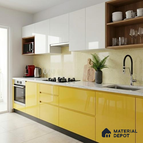LM 01531 Lime Yellow 8 ft x 4 ft High Gloss Finish Decorative Laminate - 1 mm  | Suitable for Living Room, Kitchen, Office