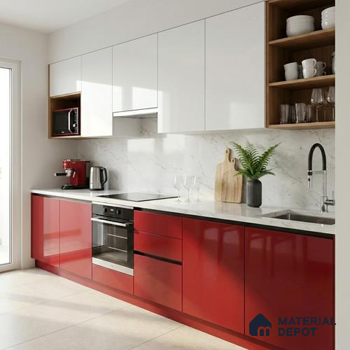 LM 01533 Tangerine 8 ft x 4 ft High Gloss Finish Decorative Laminate - 1 mm  | Suitable for Living Room, Kitchen, Office