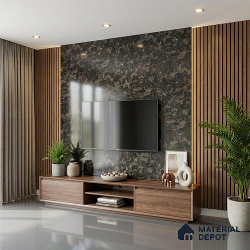 Marble Look LM 01619 Dynamic Calacatta 8 ft x 4 ft Texture Finish Decorative Laminate - 1 mm | Suitable for TV Unit, Wardrobe, Kitchen Cabinets