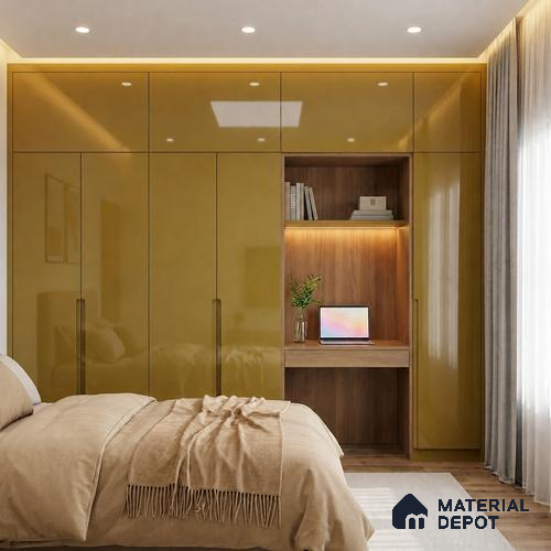 Solid Colors Look LM 01620 Plush Yellow 8 ft x 4 ft High Gloss Finish Decorative Laminate - 1 mm | Suitable for Living Room, Kitchen, Office