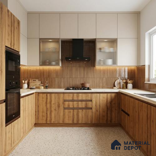 Wooden Look LM 01645 Mustard Yew 8 ft x 4 ft Texture Finish Decorative Laminate - 1 mm | Suitable for TV Unit, Wardrobe, Kitchen Cabinets