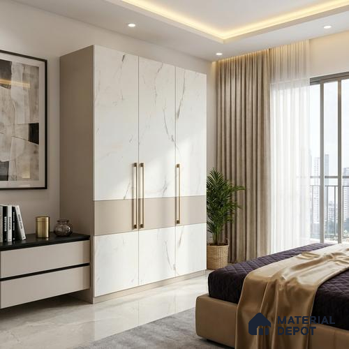 Marble Look LM 01680 Irish Carrara 8 ft x 4 ft Super Matte Finish Decorative Laminate - 1 mm | Suitable for TV Unit, Wardrobe, Kitchen Cabinets