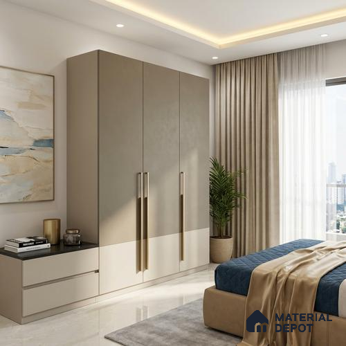 Solid Colors Look LM 01695 Chrome Muted Mustard Yellow 8 ft x 4 ft Super Matte Finish Decorative Laminate - 1 mm | Suitable for Living Room, Kitchen, Office