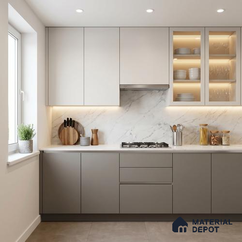 Solid Colors Look LM 01697 Light Warm Light Grey 8 ft x 4 ft Super Matte Finish Decorative Laminate - 1 mm | Suitable for Living Room, Kitchen, Office