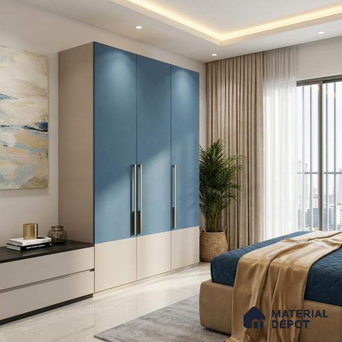 Solid Colors Look LM 01701 Morning Blue 8 ft x 4 ft Super Matte Finish Decorative Laminate - 1 mm | Suitable for Living Room, Kitchen, Office