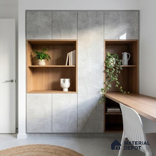 Marble Look LM 01706 Dull Calacatta 8 ft x 4 ft High Gloss Finish Decorative Laminate - 1 mm | Suitable for TV Unit, Wardrobe, Kitchen Cabinets