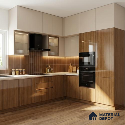 Wooden Look LM 01710 Malaysian Meranti 8 ft x 4 ft High Gloss Finish Decorative Laminate - 1 mm | Suitable for TV Unit, Wardrobe, Kitchen Cabinets