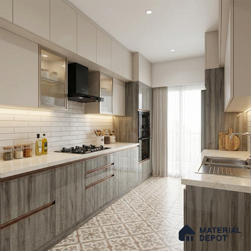 Wooden Look LM 01711 Spanish Nyatoh 8 ft x 4 ft High Gloss Finish Decorative Laminate - 1 mm | Suitable for TV Unit, Wardrobe, Kitchen Cabinets
