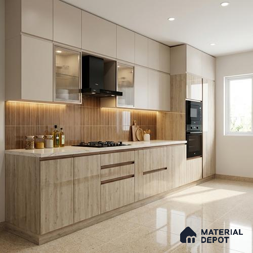 Wooden Look LM 01712 Indonesian Teak 8 ft x 4 ft High Gloss Finish Decorative Laminate - 1 mm | Suitable for TV Unit, Wardrobe, Kitchen Cabinets