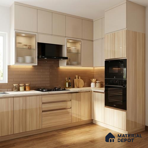 Wooden Look LM 01713 Soft Spruce 8 ft x 4 ft High Gloss Finish Decorative Laminate - 1 mm | Suitable for TV Unit, Wardrobe, Kitchen Cabinets