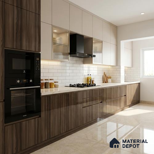 Wooden Look LM 01714 Dark Walnut 8 ft x 4 ft High Gloss Finish Decorative Laminate - 1 mm | Suitable for TV Unit, Wardrobe, Kitchen Cabinets