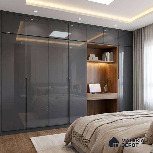 Solid Colors Look LM 01730 Midnight Blue 8 ft x 4 ft High Gloss Finish Decorative Laminate - 1 mm | Suitable for Living Room, Kitchen, Office