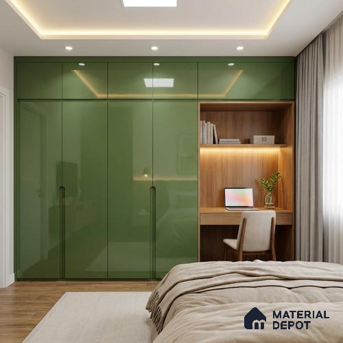 Solid Colors Look LM 01733 Parrot Green 8 ft x 4 ft High Gloss Finish Decorative Laminate - 1 mm | Suitable for Living Room, Kitchen, Office
