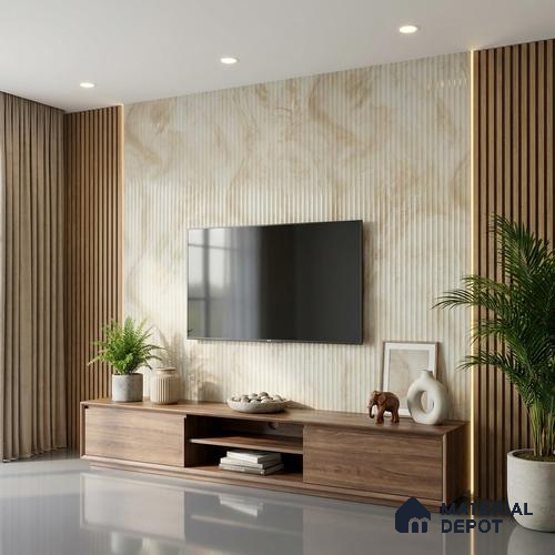 Beige Marble Look LM 02786 Volcano Marble 8 ft x 4 ft Glassious Flute Finish Decorative Laminate - 1 mm | Suitable for TV Unit, Wardrobe, Kitchen Cabinets