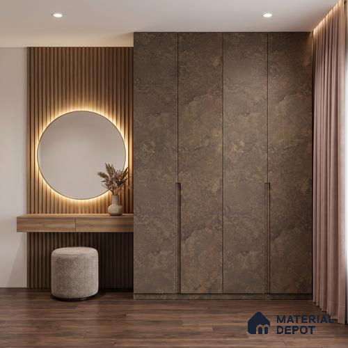 Brown Marble Look LM 02810 Desserto Dark 8 ft x 4 ft Surenity Fusion Finish Decorative Laminate - 1 mm | Suitable for TV Unit, Wardrobe, Kitchen Cabinets