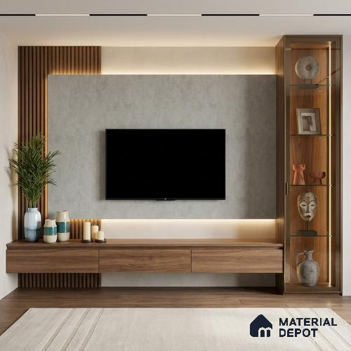 Grey Marble Look LM 02812 Tuffalo Light 8 ft x 4 ft Natural Thermal Stone Finish Decorative Laminate - 1 mm | Suitable for TV Unit, Wardrobe, Kitchen Cabinets