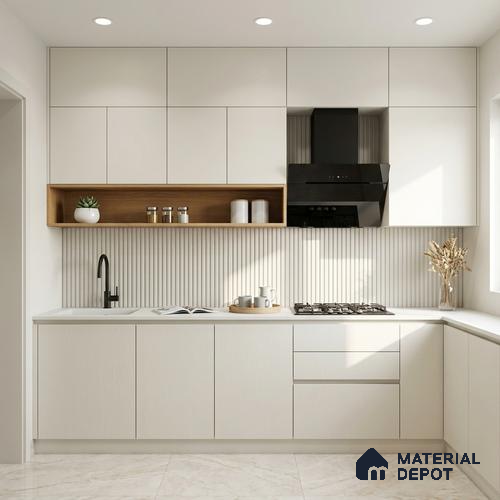 Textured Solid Look LM 02826 Egg White 8 ft x 4 ft Stone Finish Decorative Laminate - 1 mm | Suitable for TV Unit, Wardrobe, Kitchen Cabinets