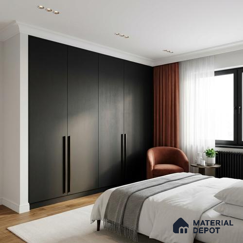 Textured Solid Look LM 02827 Natural Black 8 ft x 4 ft Stone Finish Decorative Laminate - 1 mm | Suitable for TV Unit, Wardrobe, Kitchen Cabinets