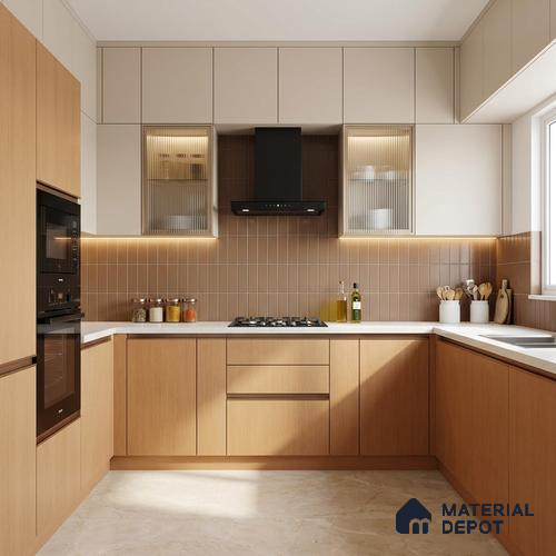 Wooden Look LM 02839 Burma Teak Yellow 8 ft x 4 ft Rugged Soft Oak Finish Decorative Laminate - 1 mm | Suitable for TV Unit, Wardrobe, Kitchen Cabinets