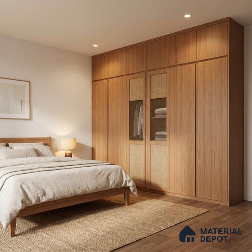 Wooden Look LM 02840 Alstonia 8 ft x 4 ft Bamboo Channel Finish Decorative Laminate - 1 mm | Suitable for TV Unit, Wardrobe, Kitchen Cabinets