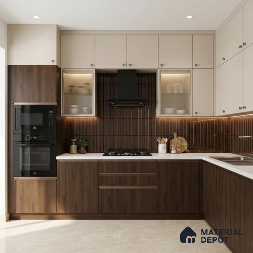 Wooden Look LM 02856 Sycamore 8 ft x 4 ft Zontal Line Finish Decorative Laminate - 1 mm | Suitable for TV Unit, Wardrobe, Kitchen Cabinets
