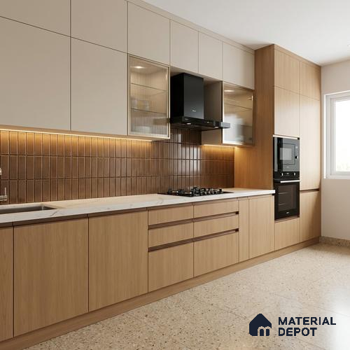Wooden Look LM 02857 Drum Stick 8 ft x 4 ft Zontal Line Finish Decorative Laminate - 1 mm | Suitable for TV Unit, Wardrobe, Kitchen Cabinets