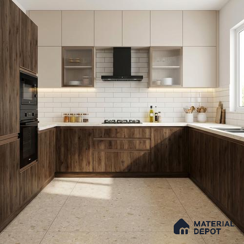 Wooden Look LM 02890 Dark Natural Oak 8 ft x 4 ft Metallic Finish Decorative Laminate - 1 mm | Suitable for TV Unit, Wardrobe, Kitchen Cabinets