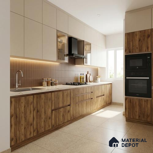 Wooden Look LM 02891 Light Natural Oak 8 ft x 4 ft Metallic Finish Decorative Laminate - 1 mm | Suitable for TV Unit, Wardrobe, Kitchen Cabinets