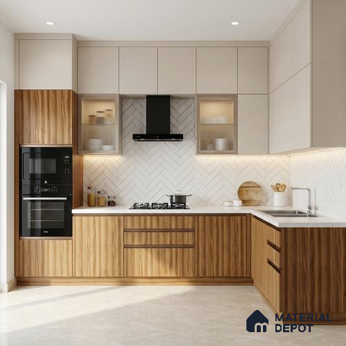 Wooden Look LM 02896 Santana Gold 8 ft x 4 ft Hydra Bark Finish Decorative Laminate - 1 mm | Suitable for TV Unit, Wardrobe, Kitchen Cabinets