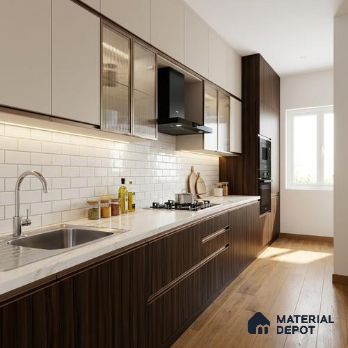 Wooden Look LM 02911 Smoke Walnut 8 ft x 4 ft Crest Wooden Finish Decorative Laminate - 1 mm | Suitable for TV Unit, Wardrobe, Kitchen Cabinets