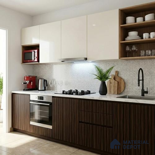 Wooden Look LM 02911 Smoke Walnut 8 ft x 4 ft Crest Wooden Finish Decorative Laminate - 1 mm | Suitable for TV Unit, Wardrobe, Kitchen Cabinets