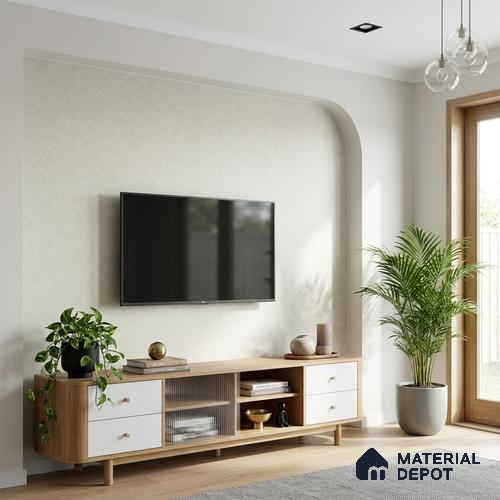 cream Marble Look LM 02918 8 ft x 4 ft Texture Finish Decorative Laminate - 1 mm | Suitable for TV Unit, Wardrobe, Kitchen Cabinets
