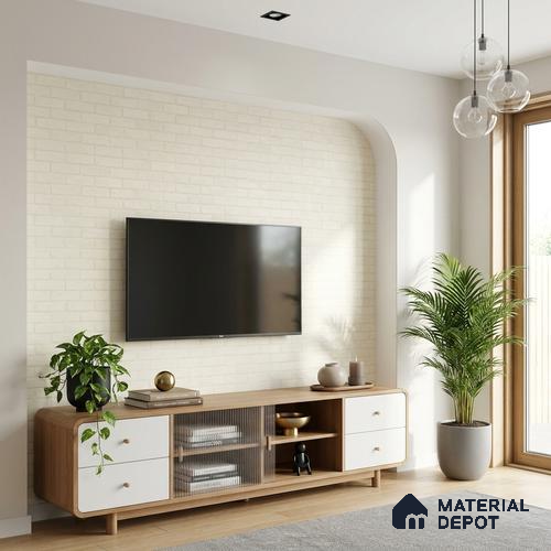 Beige Marble Look LM 02919 Egg White 8 ft x 4 ft RGL Finish Decorative Laminate - 1 mm | Suitable for TV Unit, Wardrobe, Kitchen Cabinets