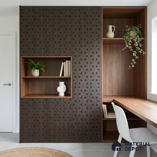 Brown Marble Look LM 02927 Nuro Oak 8 ft x 4 ft Diamond Daze Finish Decorative Laminate - 1 mm | Suitable for TV Unit, Wardrobe, Kitchen Cabinets