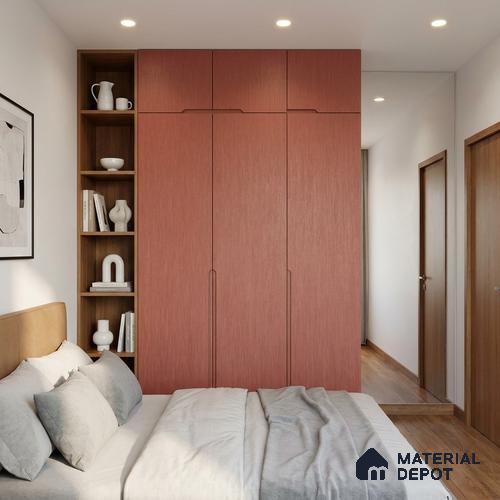 Red Metallic Look LM 02947 Red 8 ft x 4 ft Foil Finish Decorative Laminate - 1 mm | Suitable for TV Unit, Wardrobe, Kitchen Cabinets