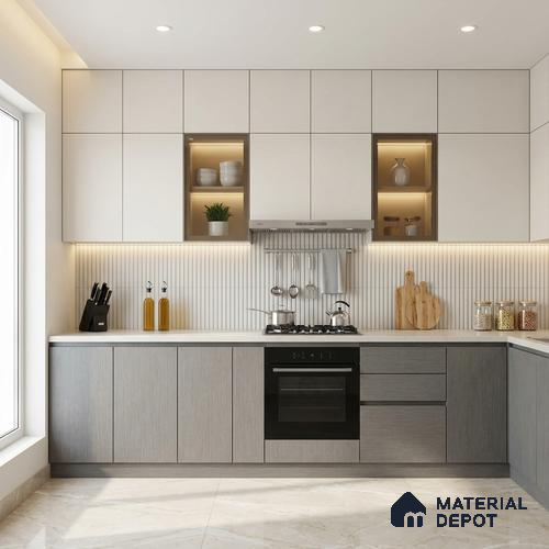 Grey Metallic Look LM 02948 Silver 8 ft x 4 ft Foil Finish Decorative Laminate - 1 mm | Suitable for TV Unit, Wardrobe, Kitchen Cabinets