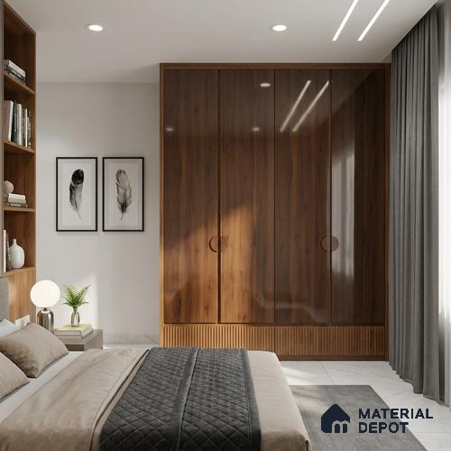 Wooden Look LM 02952 Dare Walnut 8 ft x 4 ft High Gloss Finish Decorative Laminate - 1 mm | Suitable for TV Unit, Wardrobe, Kitchen Cabinets