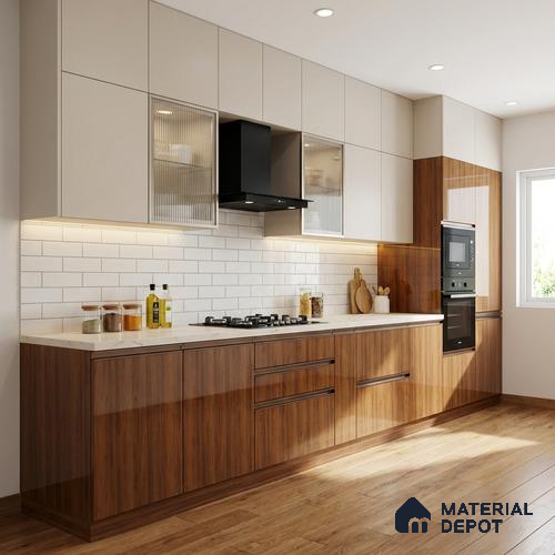 Wooden Look LM 02953 Tribcano 8 ft x 4 ft High Gloss Finish Decorative Laminate - 1 mm | Suitable for TV Unit, Wardrobe, Kitchen Cabinets