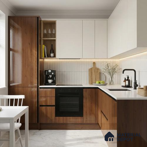 Wooden Look LM 02955 Balsar Cherry 8 ft x 4 ft High Gloss Finish Decorative Laminate - 1 mm | Suitable for TV Unit, Wardrobe, Kitchen Cabinets