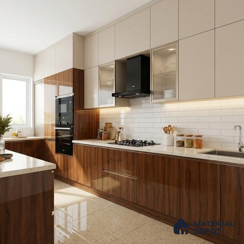 Wooden Look LM 02957 Buxus 8 ft x 4 ft High Gloss Finish Decorative Laminate - 1 mm | Suitable for TV Unit, Wardrobe, Kitchen Cabinets