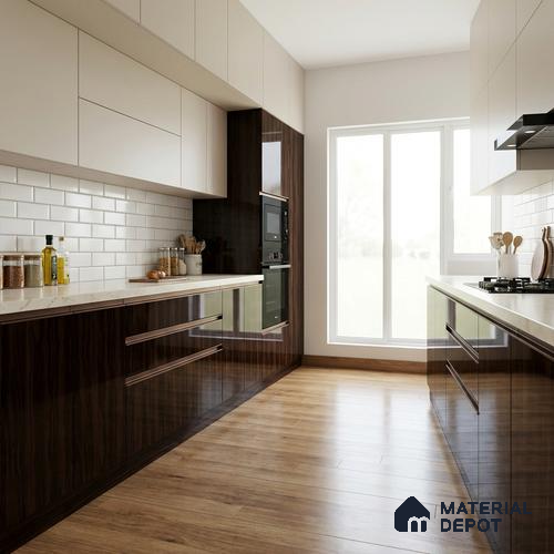 Wooden Look LM 02960 Fume Walnut 8 ft x 4 ft High Gloss Finish Decorative Laminate - 1 mm | Suitable for TV Unit, Wardrobe, Kitchen Cabinets